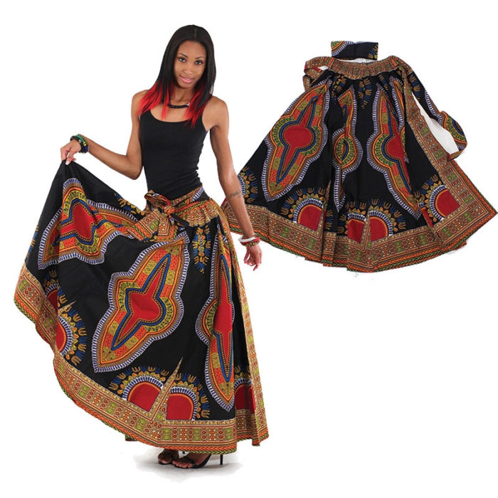Traditional Print Maxi Skirt