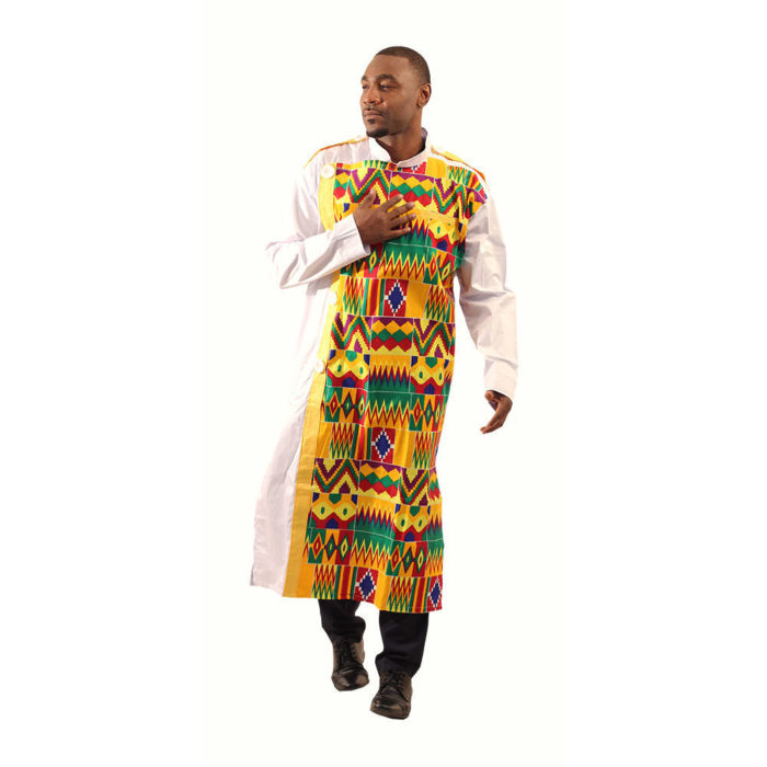 Men's Long Sleeve Kente Print Kaftan