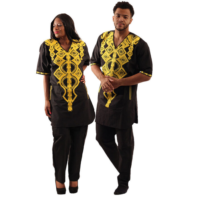 Gold Embroidered Dashiki: Black or White - Image 4