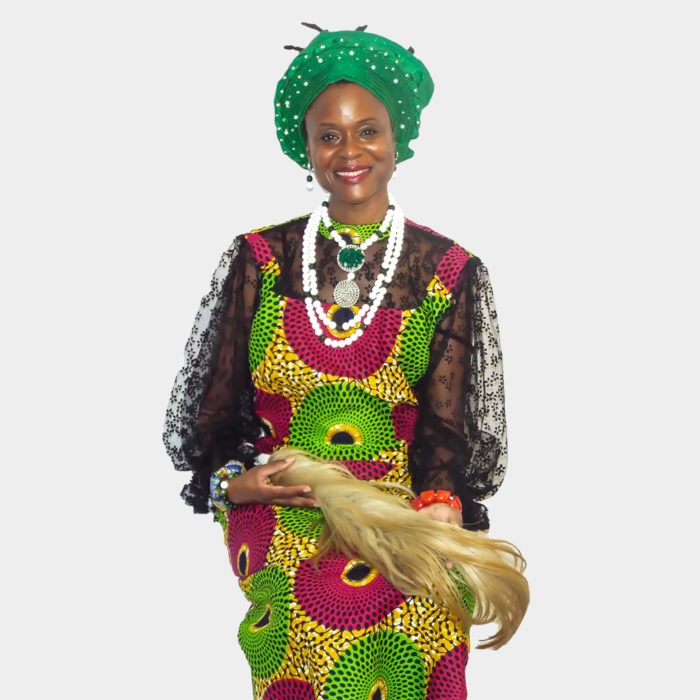 Record Ankara Multi With Black Lace Sleeves - Image 3