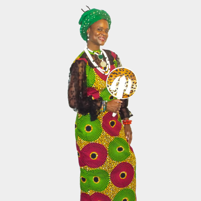 Record Ankara Multi With Black Lace Sleeves