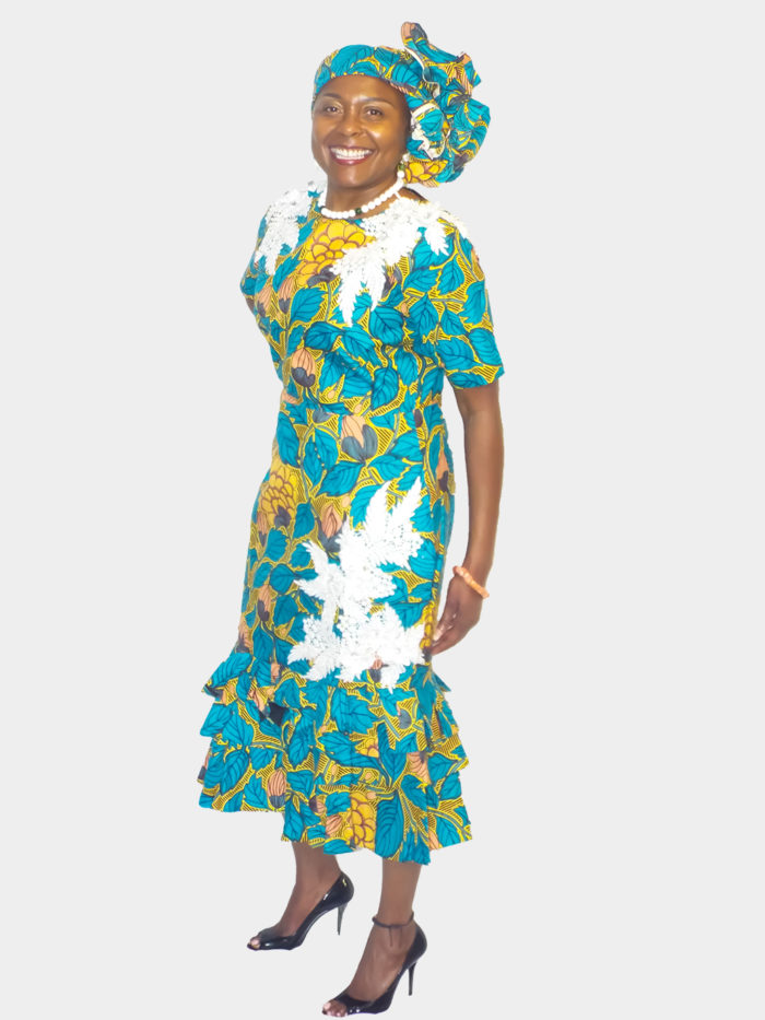 Turquoise Floral Dress - Image 4