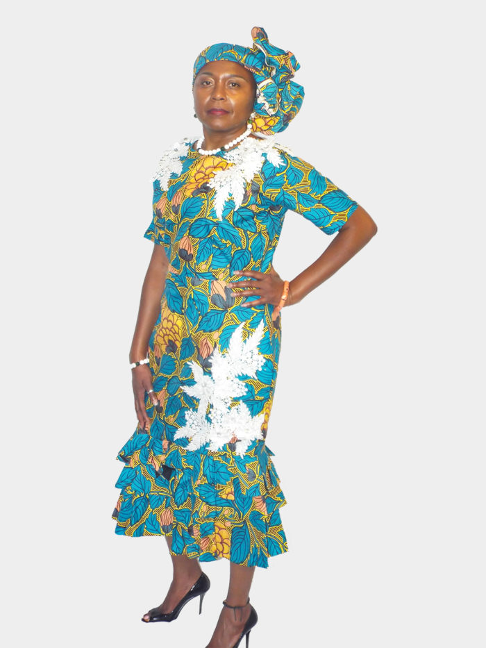 Turquoise Floral Dress - Image 3