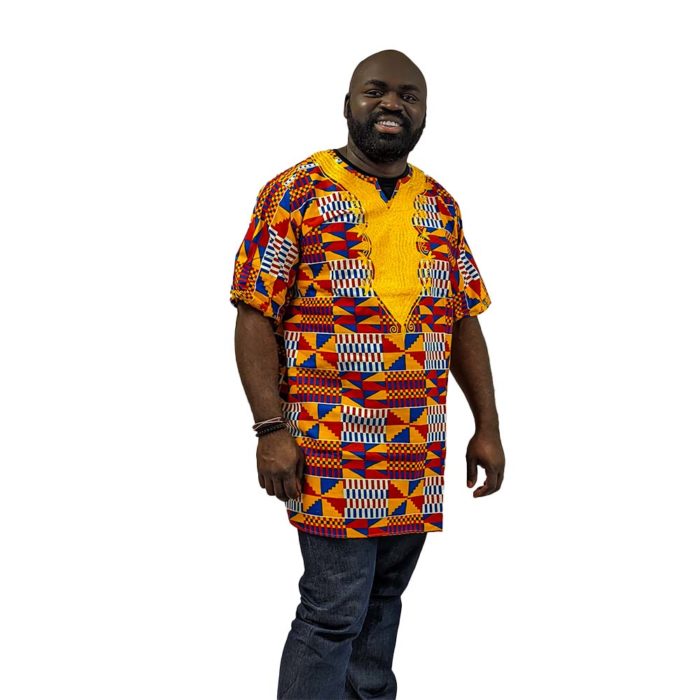 Embroidered Kente Patterned Long Dashiki - Image 2