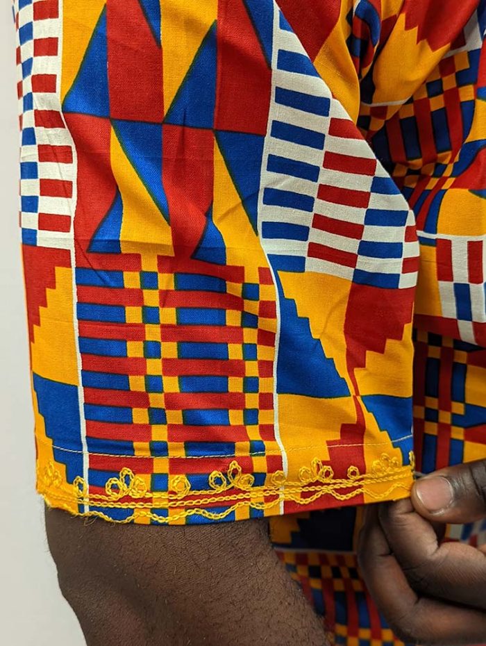 Embroidered Kente Patterned Long Dashiki - Image 6