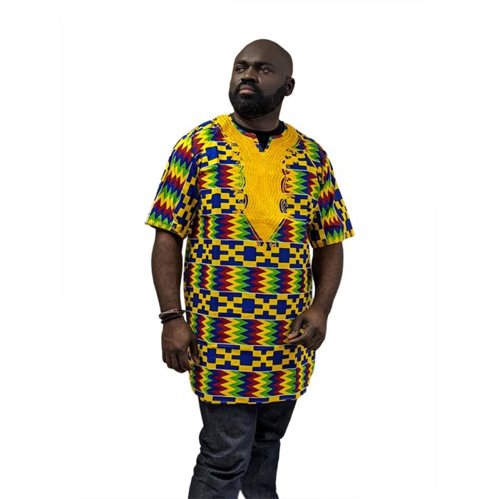 Embroidered Kente Patterned Long Dashiki