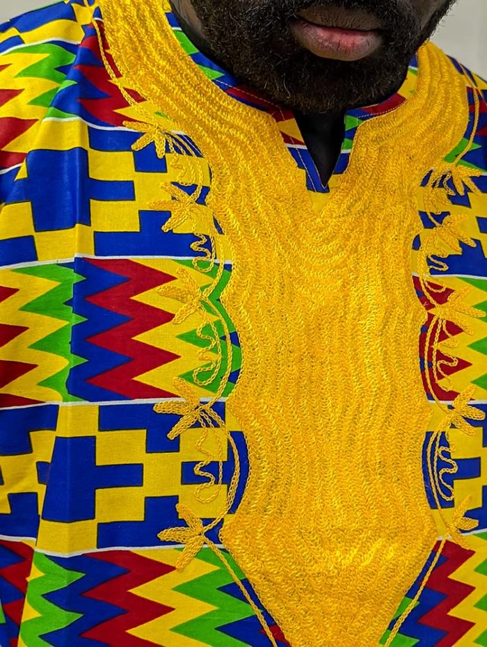 Embroidered Kente Patterned Long Dashiki - Image 15