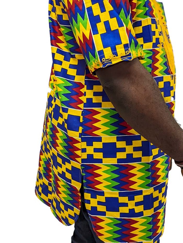 Embroidered Kente Patterned Long Dashiki - Image 14