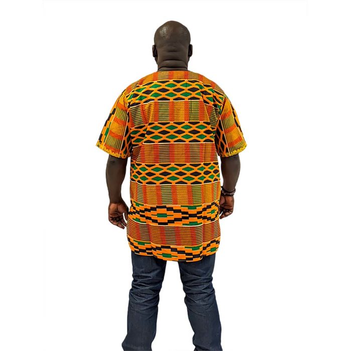 Embroidered Kente Patterned Long Dashiki - Image 8