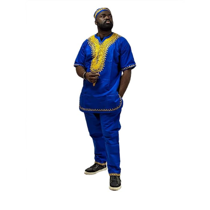Blue 3-pc African Outfit - Image 2