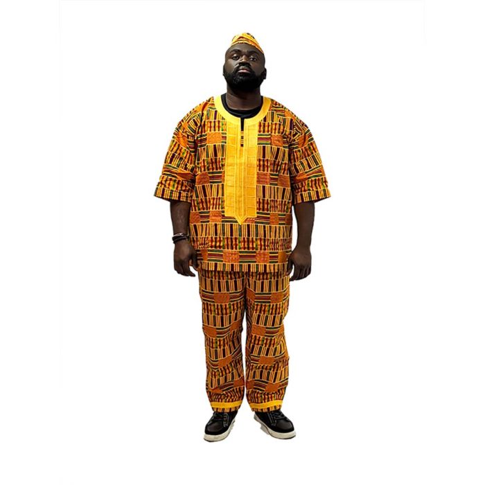 Men's Embroidered Kente Print Set - Image 6