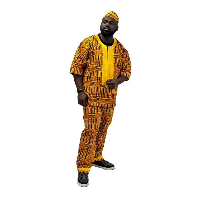 Men's Embroidered Kente Print Set