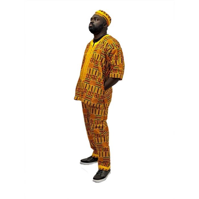 Men's Embroidered Kente Print Set - Image 7