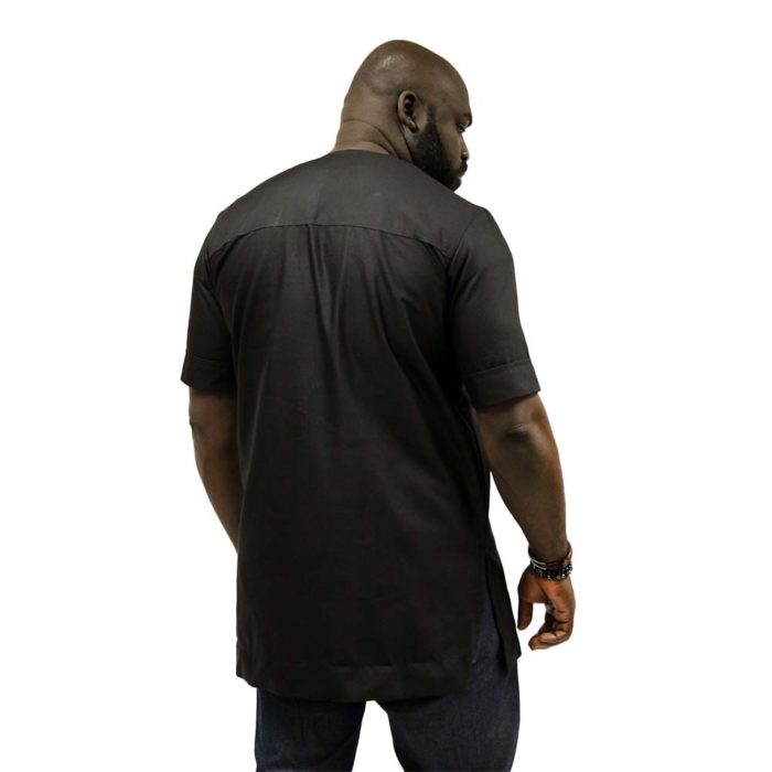 Men's Polished Cotton Top With Ankara Design - Image 4