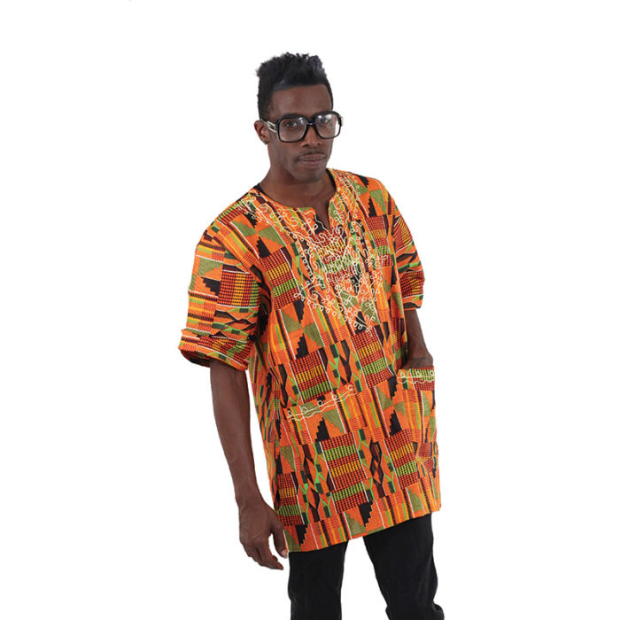 Kente Print Embroidered Dashiki Size 4X
