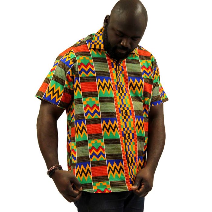 Men's Kente Print Dress Shirt - Image 3