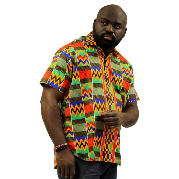 Men's Kente Print Dress Shirt