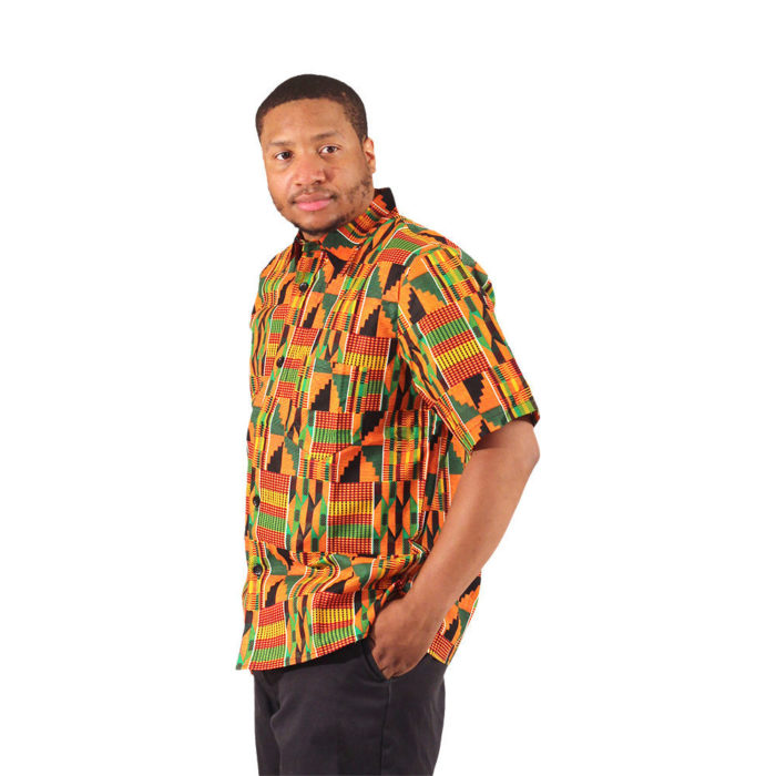 Kente Short Sleeve Dress Shirt - Image 3