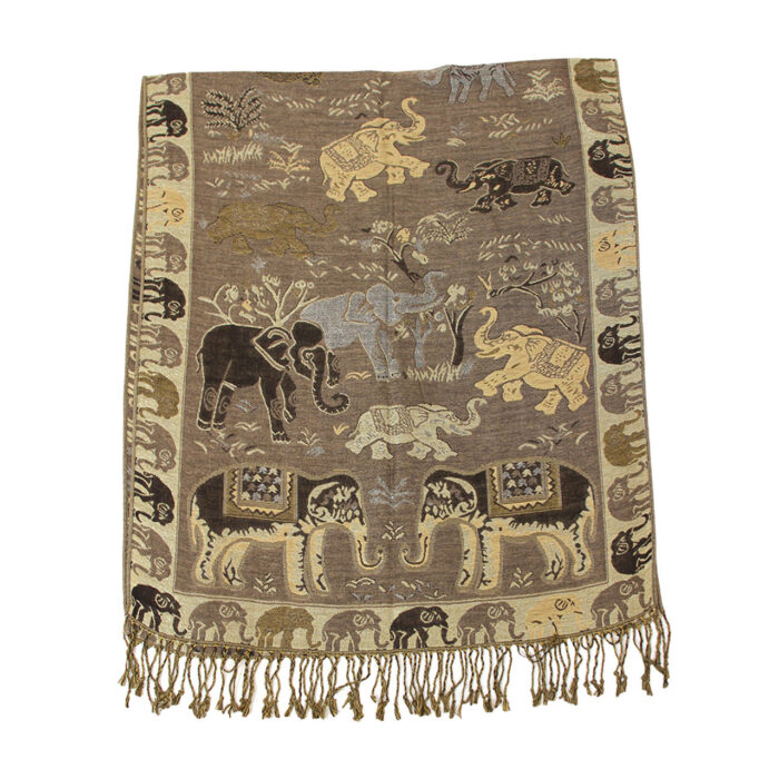 Embroidered Elephant Pashmina And Silk Scarf - Image 6