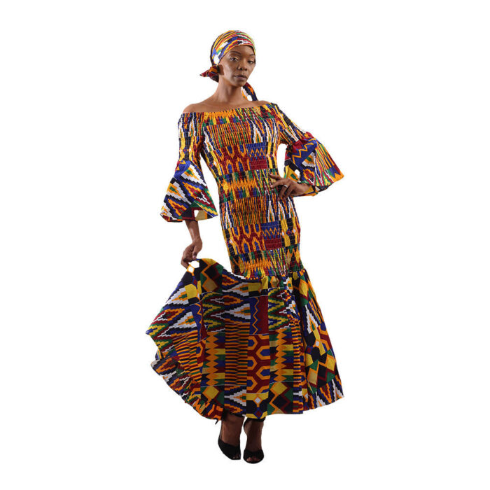Kente Print Long Gown - Image 4