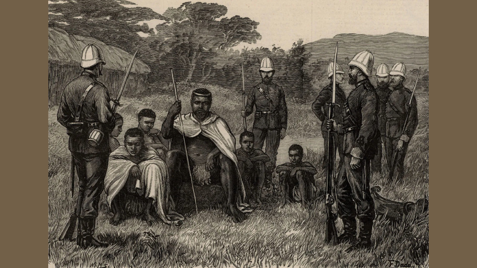 British Soldiers standing around African individuals