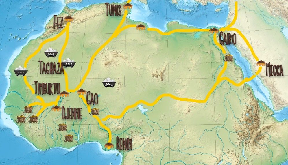 Gold Salt Trade routes in Western and Northern Africa