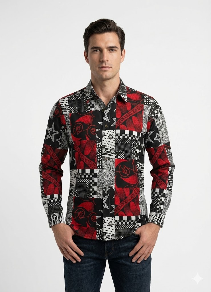 Men's Short or Long Sleeve Button-Up Casual African Shirts By Nia Nexus - Image 4