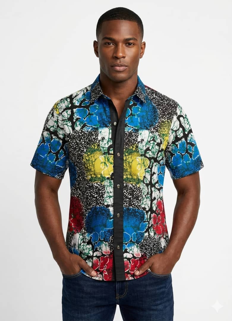 Men's Short or Long Sleeve Button-Up Casual African Shirts By Nia Nexus - Image 3