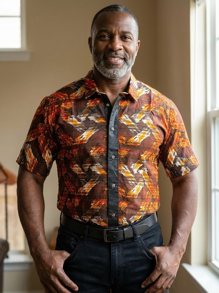 Men's Short or Long Sleeve Button-Up Casual African Shirts By Nia Nexus