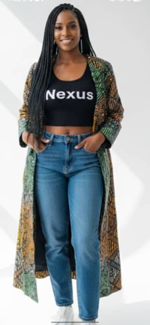 African Chain-Print Kampala/ Alligator Batik Long Kimono Jacket For Women - Image 6