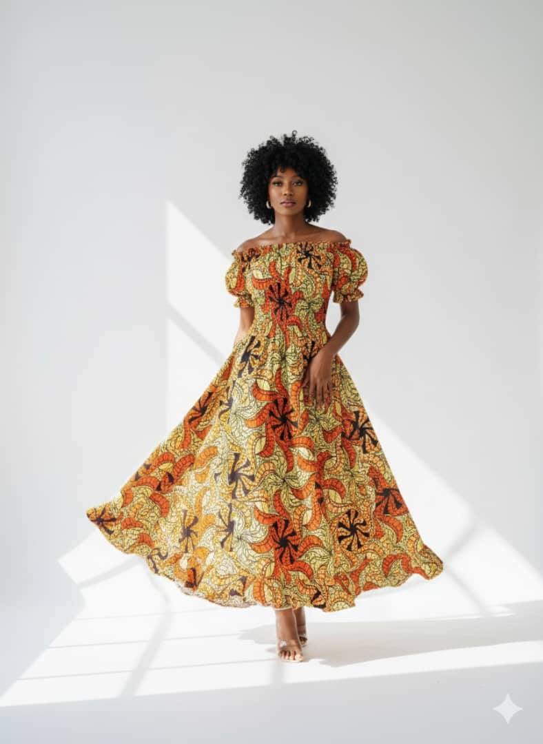 Lightweight Elegant African Print Captivating Midi Dress