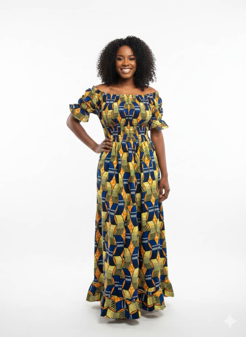 Lightweight Elegant African Print Captivating Midi Dress - Image 2